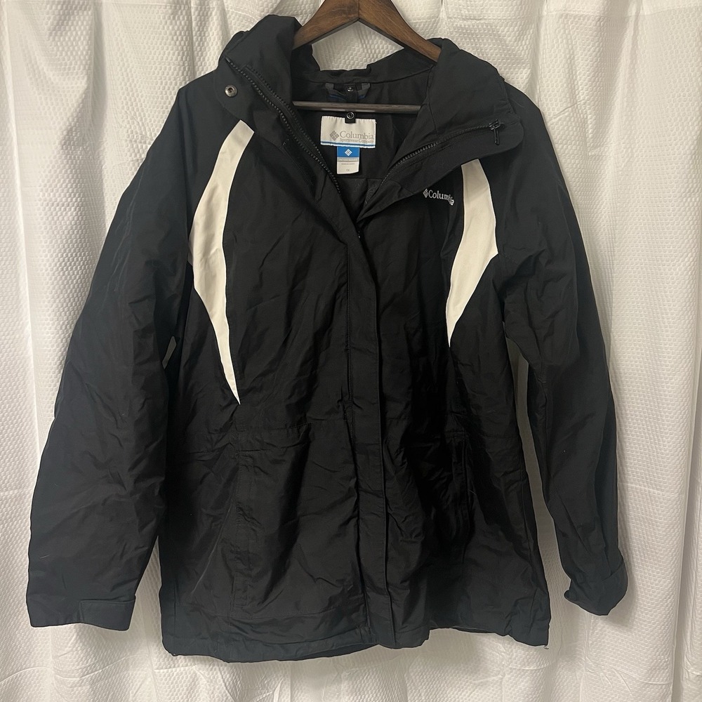 Columbia Titanium Jacket Shell 1X White Black Omni-Tech Outdoor Sportswear